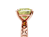 Rose gold Fancy Yellow Princess  Solitaire Diamond Engagement Ring with XO Engraved Band and Four-Prong Setting
