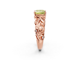 Rose gold Fancy Yellow Princess  Solitaire Diamond Leaf Vine Band with Prong Setting_2