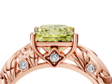 Rose gold Fancy Yellow Princess  Solitaire Diamond Leaf Vine Band with Prong Setting_4