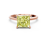 Rose gold Fancy Yellow Princess  Solitaire Diamond Ring with 4-Prong Setting on a Classic Band_3