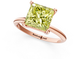 Rose gold Fancy Yellow Princess  Solitaire Diamond Ring with 4-Prong Setting on a Classic Band_4