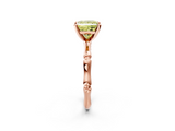 Rose gold Fancy Yellow Princess  Solitaire Diamond Ring with Bamboo Band and Four-Prong Setting_2