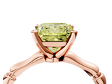 Rose gold Fancy Yellow Princess  Solitaire Diamond Ring with Bamboo Band and Four-Prong Setting_4
