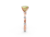 Rose gold Fancy Yellow Princess  Solitaire Diamond Ring with Bezel Set Side Stones and Prong Setting_2