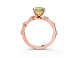Rose gold Fancy Yellow Princess  Solitaire Diamond Ring with Bezel Set Side Stones and Prong Setting_3