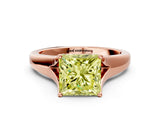 Rose gold Fancy Yellow Princess  Solitaire Diamond Ring with Cathedral Band and Four-Prong Setting_41