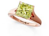Rose gold Fancy Yellow Princess  Solitaire Diamond Ring with Cathedral Band and Four-Prong Setting_42