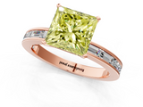Rose gold Fancy Yellow Princess  Solitaire Diamond Ring with Channel-Set Baguette Band and Four-Prong Setting_1
