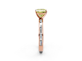 Rose gold Fancy Yellow Princess  Solitaire Diamond Ring with Channel-Set Baguette Band and Four-Prong Setting_2