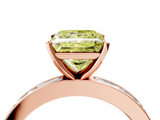 Rose gold Fancy Yellow Princess  Solitaire Diamond Ring with Channel-Set Baguette Band and Four-Prong Setting_4