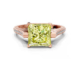 Rose gold Fancy Yellow Princess  Solitaire Diamond Ring with Channel Set Band and Bezel Prong Setting_57