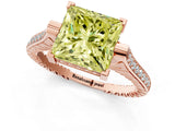 Rose gold Fancy Yellow Princess  Solitaire Diamond Ring with Channel Set Band and Bezel Prong Setting_58