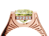 Rose gold Fancy Yellow Princess  Solitaire Diamond Ring with Channel Set Band and Bezel Prong Setting_61