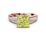 Rose gold Fancy Yellow Princess  Solitaire Diamond Ring with Channel-Set Band and Four-Prong Setting_3