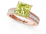Rose gold Fancy Yellow Princess  Solitaire Diamond Ring with Channel-Set Band and Four-Prong Setting_4