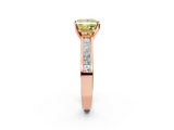 Rose gold Fancy Yellow Princess  Solitaire Diamond Ring with Channel-Set Band and Four-Prong Setting_5
