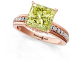 Rose gold Fancy Yellow Princess  Solitaire Diamond Ring with Channel Set Band and Six-Prong Setting_30