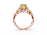 Rose gold Fancy Yellow Princess  Solitaire Diamond Ring with Filigree Band and Four-Prong Setting_3