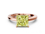 Rose gold Fancy Yellow Princess  Solitaire Diamond Ring with Four-Prong Setting and Classic Band_3