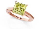 Rose gold Fancy Yellow Princess  Solitaire Diamond Ring with Four-Prong Setting and Classic Band_4