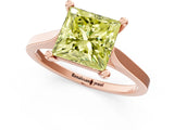 Rose gold Fancy Yellow Princess  Solitaire Diamond Ring with Four-Prong Setting and Tapered Band 2