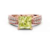 Rose gold Fancy Yellow Princess  Solitaire Diamond Ring with Milgrain Pavé Band and Four-Prong Setting_38