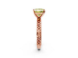 Rose gold Fancy Yellow Princess  Solitaire Diamond Ring with Milgrain and Black Enamel X Pattern Band_31