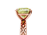 Rose gold Fancy Yellow Princess  Solitaire Diamond Ring with Milgrain and Black Enamel X Pattern Band_34