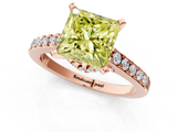 Rose gold Fancy Yellow Princess  Solitaire Diamond Ring with Pavé Band and Four-Prong Setting_1
