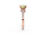Rose gold Fancy Yellow Princess  Solitaire Diamond Ring with Pavé Band and Four-Prong Setting_2