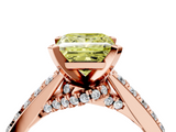 Rose gold Fancy Yellow Princess  Solitaire Diamond Ring with Pavé Band and Four-Prong Setting_4