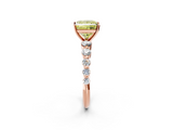 Rose gold Fancy Yellow Princess  Solitaire Diamond Ring with Pave Band and Four-Prong Setting_2