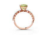 Rose gold Fancy Yellow Princess  Solitaire Diamond Ring with Pave Band and Four-Prong Setting_3