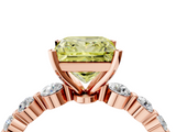 Rose gold Fancy Yellow Princess  Solitaire Diamond Ring with Pave Band and Four-Prong Setting_4