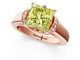 Rose gold Fancy Yellow Princess  Solitaire Diamond Ring with Pave Band and Six-Prong Setting_28