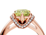 Rose gold Fancy Yellow Princess  Solitaire Diamond Ring with Pave Band and Six-Prong Setting_31