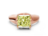 Rose gold Fancy Yellow Princess  Solitaire Diamond Ring with Six-Prong Cathedral Setting_33