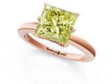 Rose gold Fancy Yellow Princess  Solitaire Diamond Ring with Six-Prong Setting on a Classic Band_1