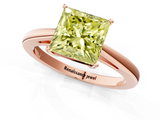 Rose gold Fancy Yellow Princess  Solitaire Diamond Ring with Split Shank and Four-Prong Setting_1