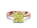 Rose gold Fancy Yellow Princess  Solitaire Diamond Ring with Split Shank and Four-Prong Setting_12