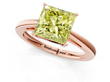 Rose gold Fancy Yellow Princess  Solitaire Diamond Ring with Split Shank and Four-Prong Setting_13