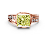 Rose gold Fancy Yellow Princess  Solitaire Diamond Ring with Split Shank and Prong Setting_22