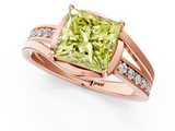 Rose gold Fancy Yellow Princess  Solitaire Diamond Ring with Split Shank and Prong Setting_23