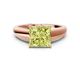 Rose gold Fancy Yellow Princess  Solitaire Diamond Ring with Tapered Band and Four-Prong Setting_30