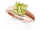 Rose gold Fancy Yellow Princess  Solitaire Diamond Ring with Tapered Band and Four-Prong Setting_31