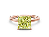 Rose gold Fancy Yellow Princess  Solitaire Diamond Ring with a Classic Band and Four-Prong Setting 1