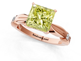 Rose gold Fancy Yellow Princess  Solitaire Diamond Twisted Band with Four-Prong Setting_1