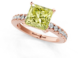 Rose gold Fancy Yellow Princess  Solitaire Diamond with Pavé Band and Four-Prong Setting_1