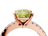 Rose gold Fancy Yellow Princess  Solitaire Diamond with Pavé Band and Four-Prong Setting_4