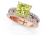 Rose gold Fancy Yellow Princess  Solitaire Diamond with Pave and Channel Set Band_1